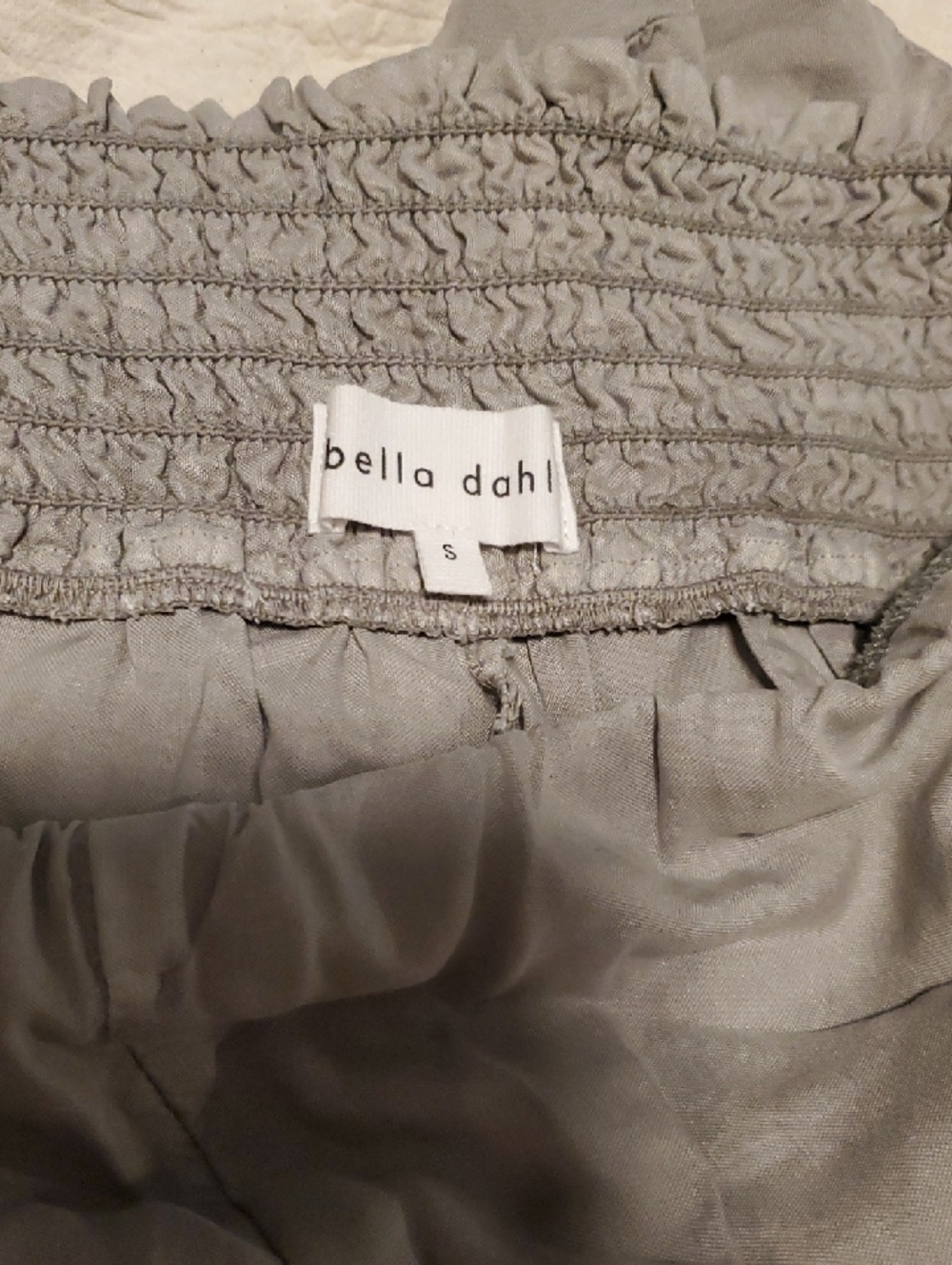 Bella Dahl Light Gray Smocked Waist Blouse